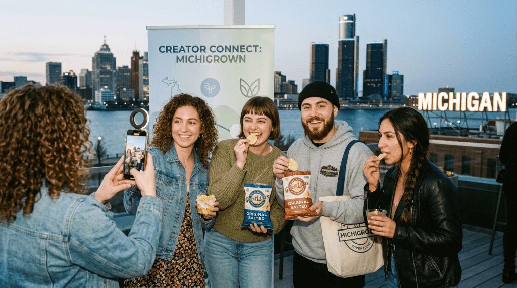 Ambassadors sampling Great Lakes Chip Company chips